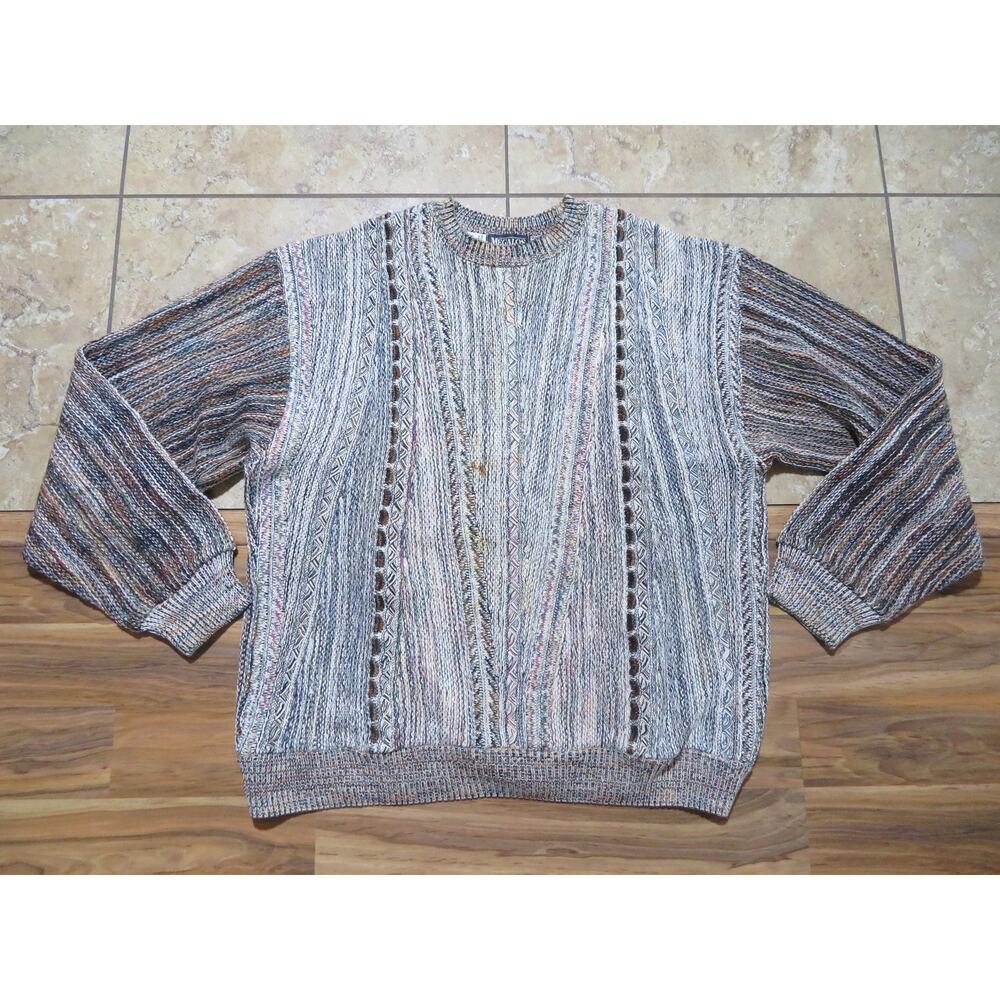 Megalos Mens Casual Sweater Beige Sz XLT 90s